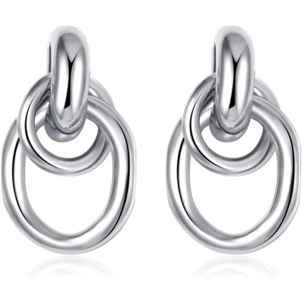 New Trendy Gold Plated Knot Earrings for Women Chunky Statement Drop Dangle